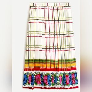 J.Crew Pleated midi skirt floral border Size 0 Preppy Feminine Heritage Retro